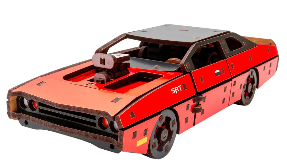 Конструктор дерев’яний 3D "Fast Furious", дет 125, червоний кол, 21*8*5 см, Puz-62520, PuzzleOk фото