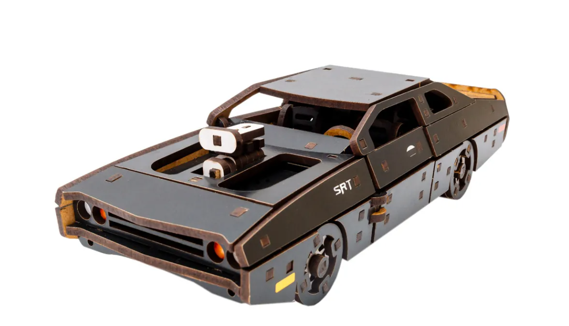 Конструктор дерев’яний 3D "Fast Furious", дет 125, чорний кол, 21*8*5 см, Puz-62519, PuzzleOk зображення