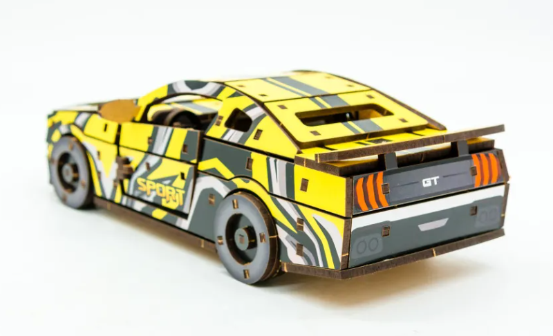 Конструктор дерев’яний 3D "Muscle car GT" (жовта), PuzzleOk зображення
