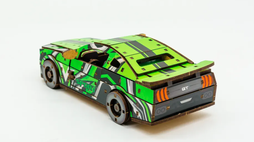 Конструктор дерев’яний 3D "Muscle car GT" (зелена), PuzzleOk зображення
