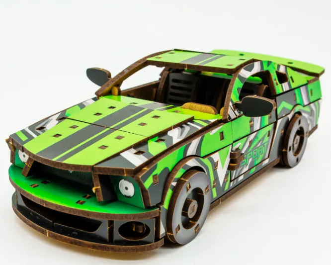 Конструктор дерев’яний 3D "Muscle car GT" (зелена), PuzzleOk вид товару