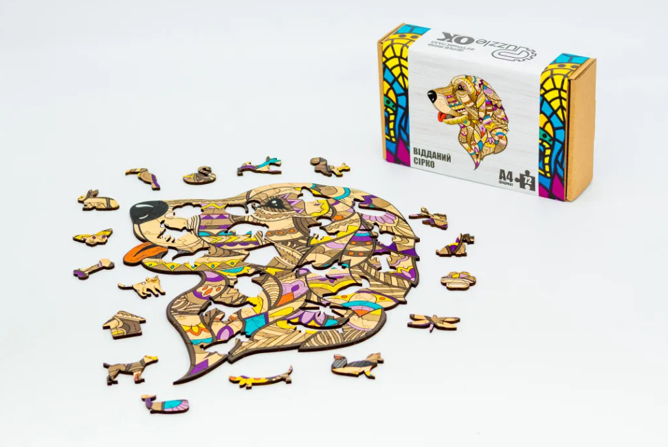 Пазл дерев’яний Фігурний "Відданий Сірко" A4 в картонній упаковці, PuzzleOk фото