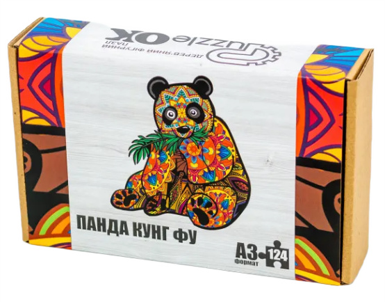 Пазл дерев’яний Фігурний "Панда Кунг Фу" A3 в картонній упаковці, PuzzleOk