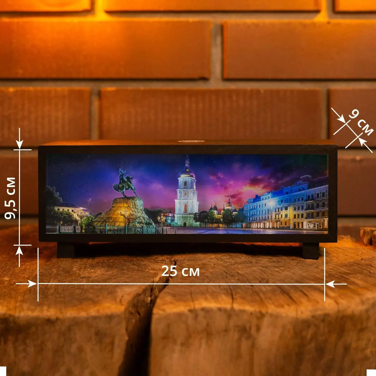 Нічник-панорама "Київ вночі", лак (LED, Акум, USB Type-C) фото