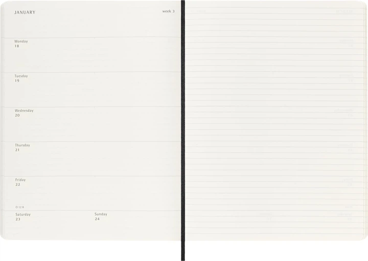 Щотижневик 2026-2027 середній / Чорний М’який, Moleskine, DSB18WN3Y27 зображення товару