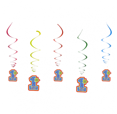 Декорація Підвіска "1st Birthday party" boy, 5 шт, F-9035407