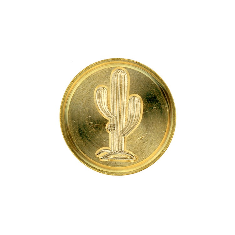 Кругла латунна печатка d24 мм "Кактус", 40491T