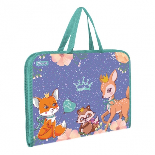 Папка-портфель на блискавці з ткан. ручками "Forest princesses", 1 Вересня, 491920