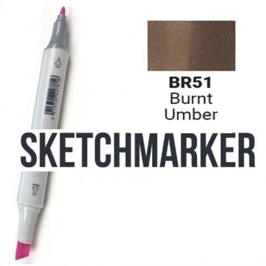 Маркер SKETCHMARKER, 2 пера: долото и тонкое, Burnt Umber - Жженая умбра, SM-BR51