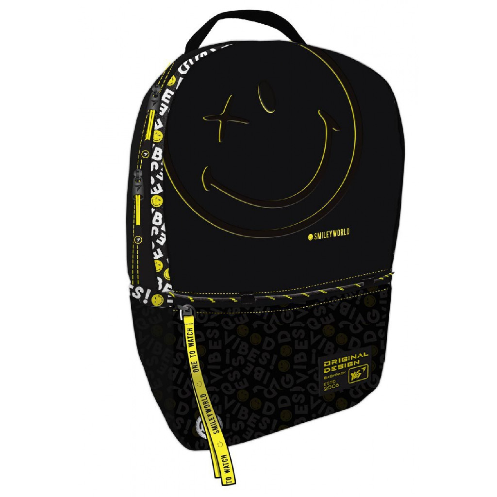 Рюкзак молодіжний YES T-124 "Smiley World.Black&Yellow", чорний, 557870