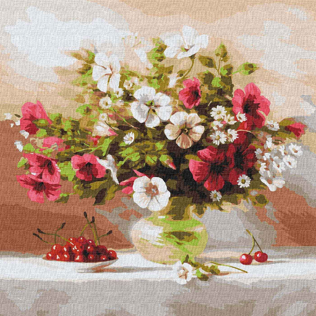 Картина по номерам 40*40 см "Мальвы и вишни", KHO2993