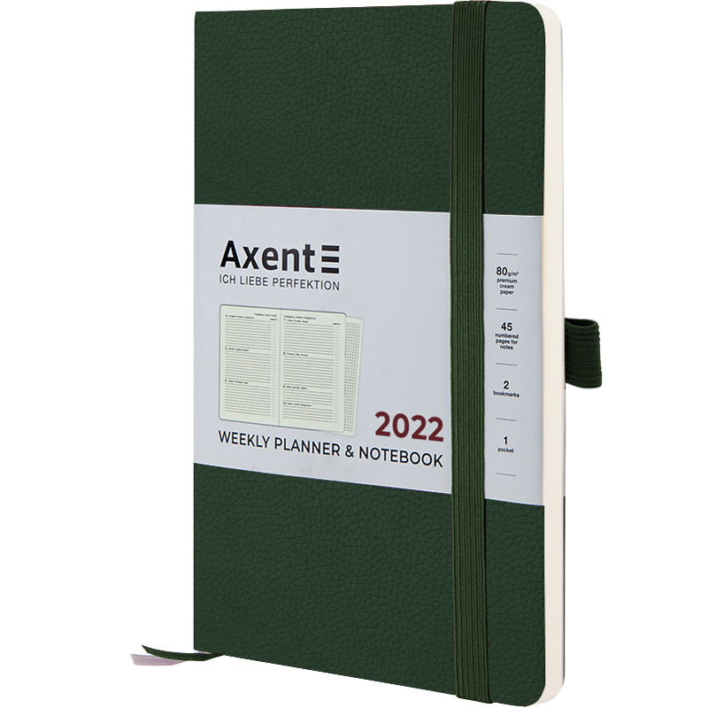 Щотижневик 2022, Partner Soft Skin, 125*195, темно-зелений, 8509-22-23-A