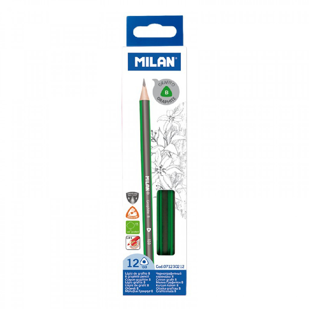Карандаш графитный треугольный В, 071230212 Milan