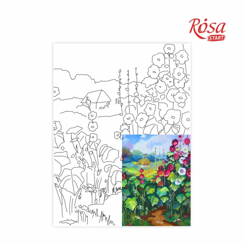 Холст на картоне с контуром, Пейзаж №17, "Тропа домой", 30*40, хлопок, акрил, Rosa Start