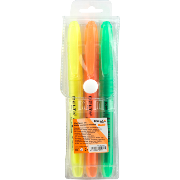Набір з 3-х текст-маркерів 2-4 мм, клиноп., Highlighter D2504