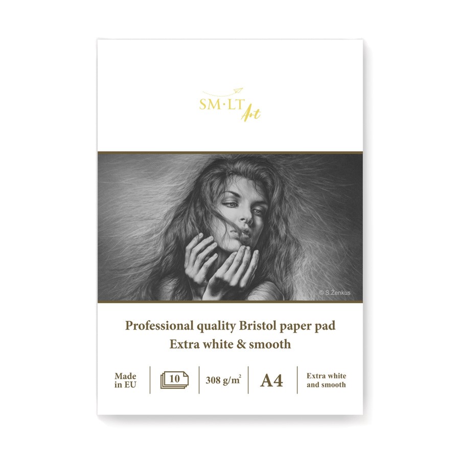 Склейка для графіки А4 Pro Create 10 арк., 308 г/м2, екстрабілий папір, Smiltainis