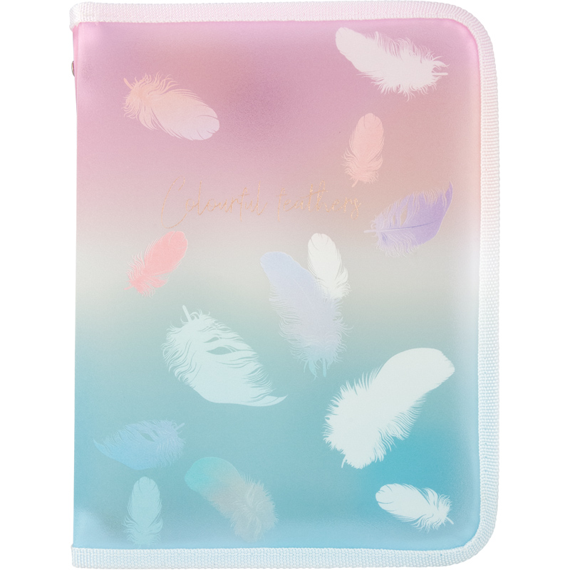Папка об`ємна на блискавці, А5+, Colourful Feather 01, 1808-91-A