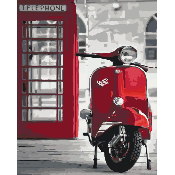 Набір для розпису по номерах 40*50 см Міський пейзаж "Легендарна Vespa", КН2155