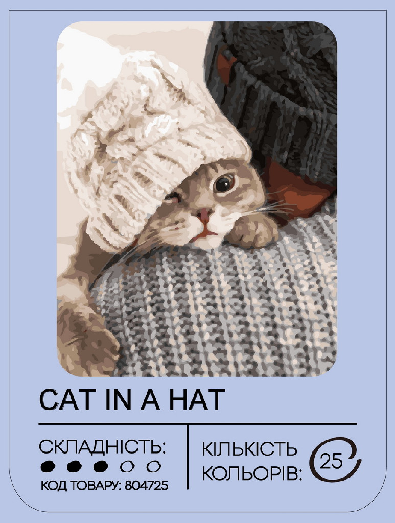 Набір для розпису по номерах "Кіт у капелюсі" 40*50 см, GX41528, ТМ "99IDEAS"