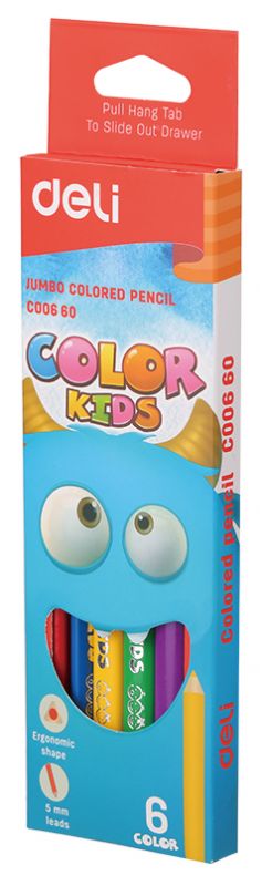 Олiвці 6 кол, Color Kids Jumbo трикутний. Deli EC00660 (70601)