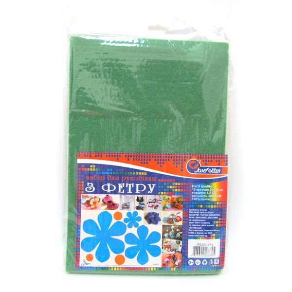Фетр листовий А4 SOFT 400GSM 2,2 мм зелений, SQ400-014