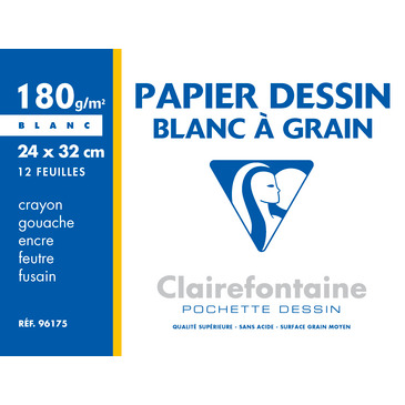Склейка д/малюнка 24*32 см Blanc a Grain 12 арк. (180 г/м2), 96175C Clairefontaine