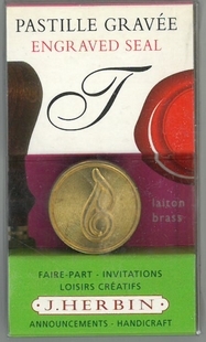 Кругла латунна печатка d24 мм англ. літера "T", 40320T