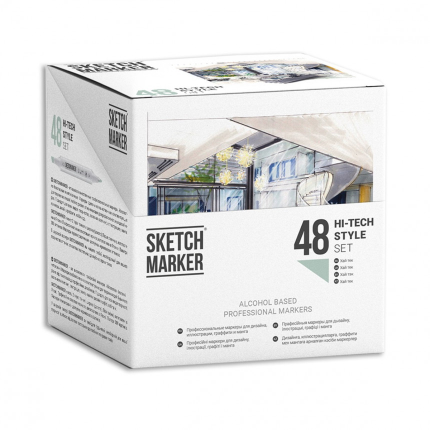 Набор маркеров SketchMarker Hi Tex Style - Пусть тек 48 шт. (в пластик. кейсе), SM-48HITEX
