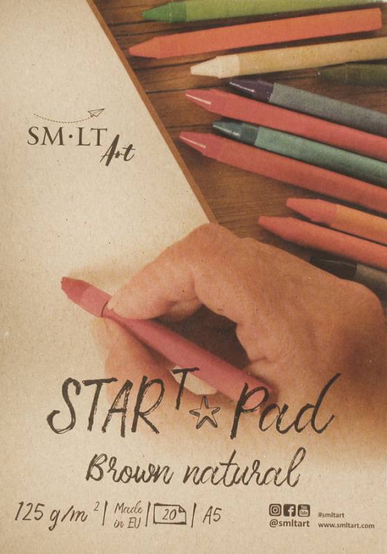 Склейка для ескізів Start А5, 125 г/м², 20 арк, коричн. колір, Smiltainis