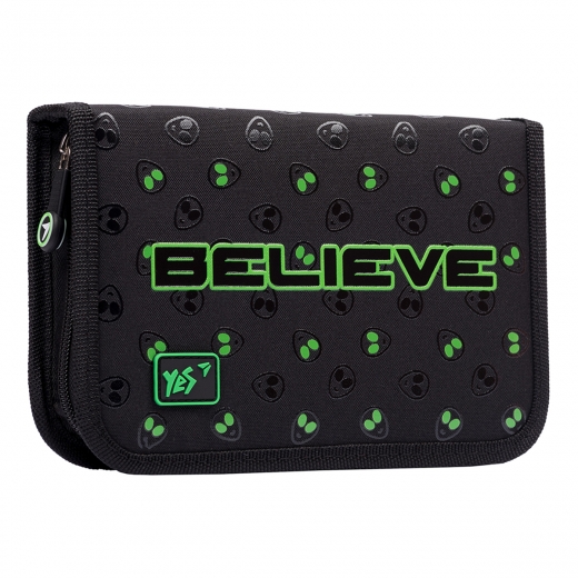 Пенал твердий YES одинарний без клапану HP-02 "Belive" чорний, 533082