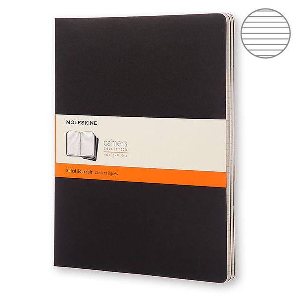 Записник Чорний лінійка, Moleskine Cahier XXL, QP331
