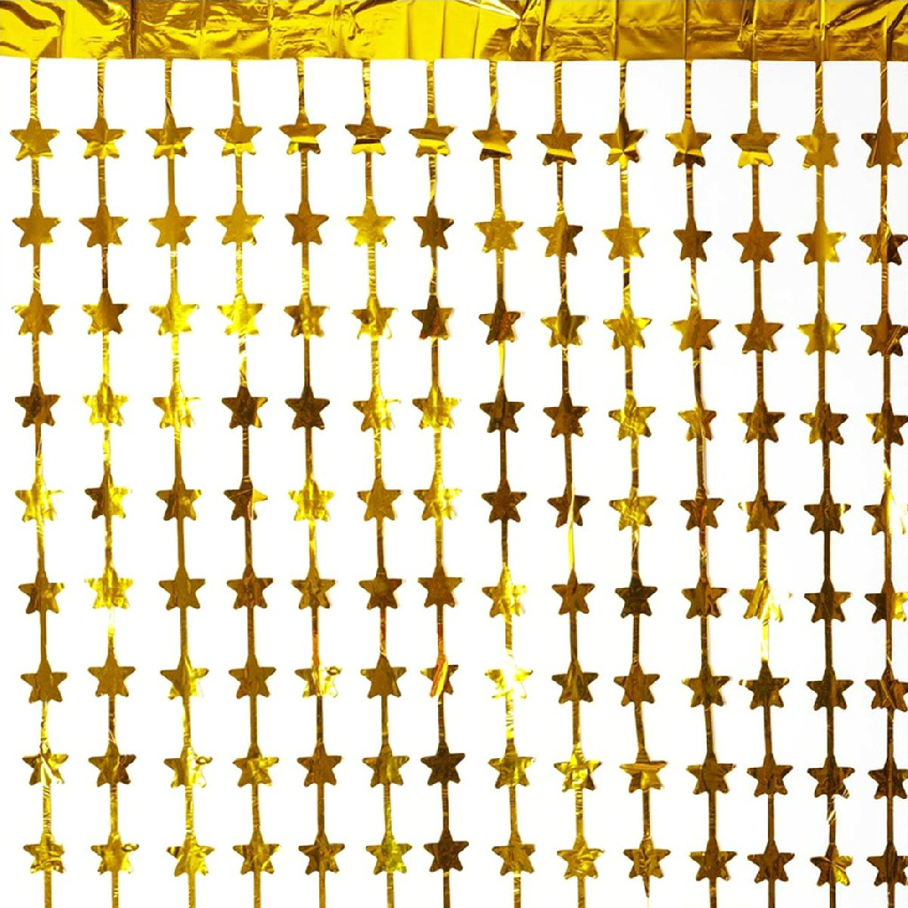 Гірлянда-завіса фольга золотиста "Зірки", 1*2 м, 1501-6014
