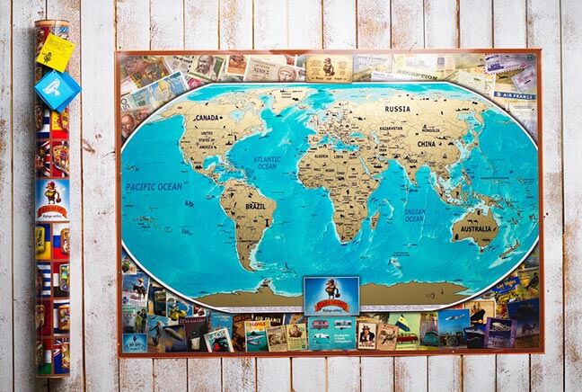 Скретч карта My Map Vintage edition, 88*63 см (англ. яз.) + постер ТМ "My Gift"