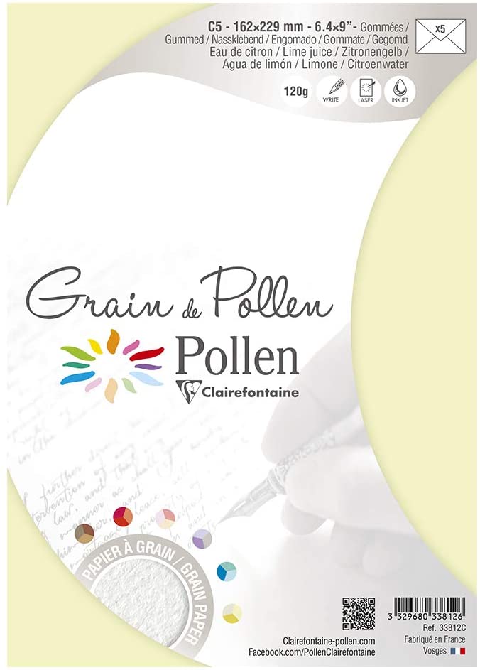 Конверт декоративний Pollen зернистий 162*229 мм/120 г, Lime juice/Лаймовий сік, 33812C