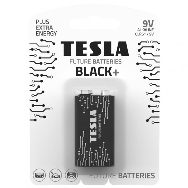Батарейка TESLA 6LR61 9 V BLACK+ лужна (1 шт/бл.)(крона)