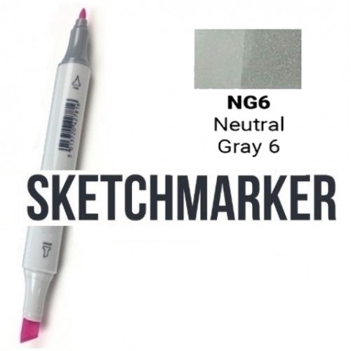 Маркер SKETCHMARKER, 2 пера: долото и тонкое, Neutral Gray 6 - Нейтральный серый 6, SM-NG6 3