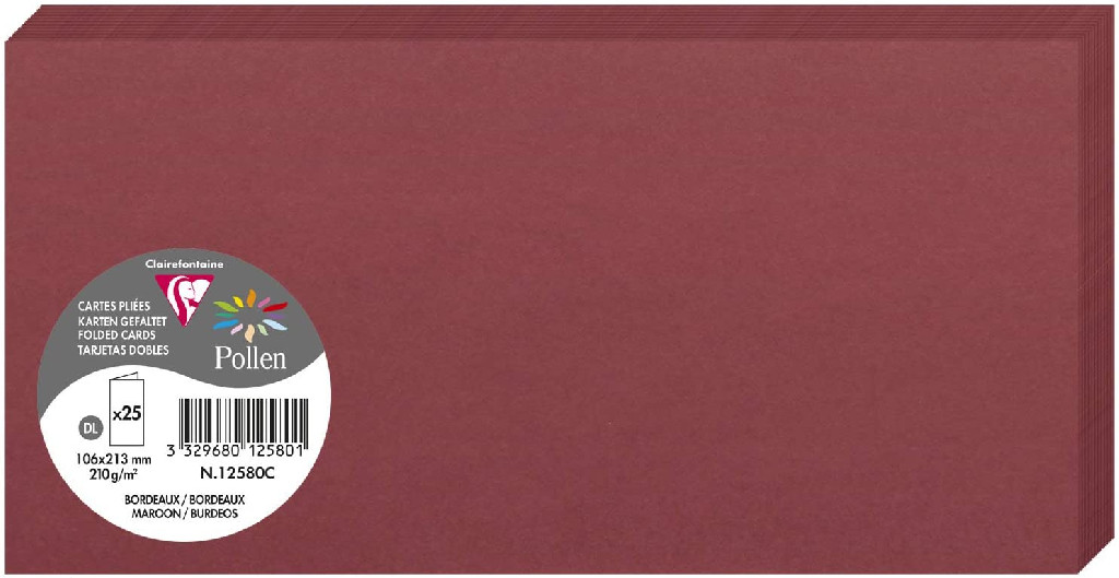 Заготовка для открыток сложенная  ​​Pollen 106*213 мм/210 г, Maroon/Темно-бордовый, 12580C