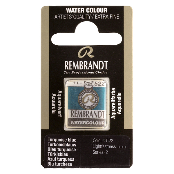 Краска акварельная Rembrandt 522 Бирюзовый синий, кювета, Royal Talens