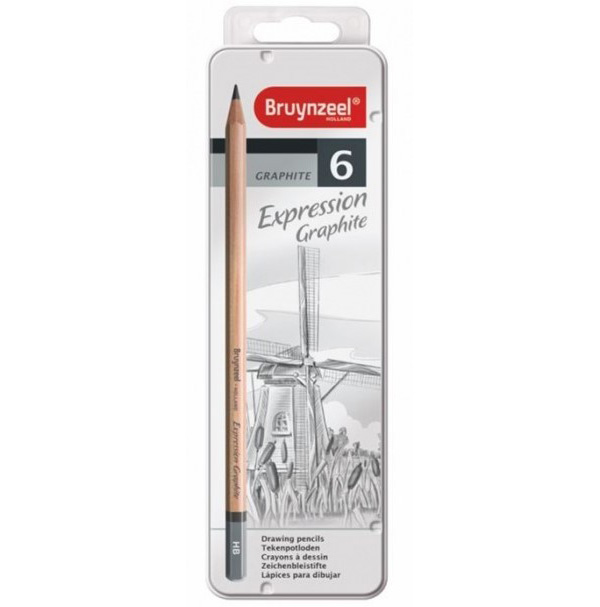 Набор графитных карандашей Expression, 6 шт, мет. коробка, 60311006 Bruynzeel
