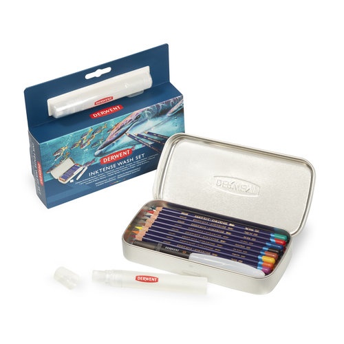 Набор чернильных карандашей Inktense Wash Set, (8 Inktense, кисть с рез., спрей), Derwent 2302584
