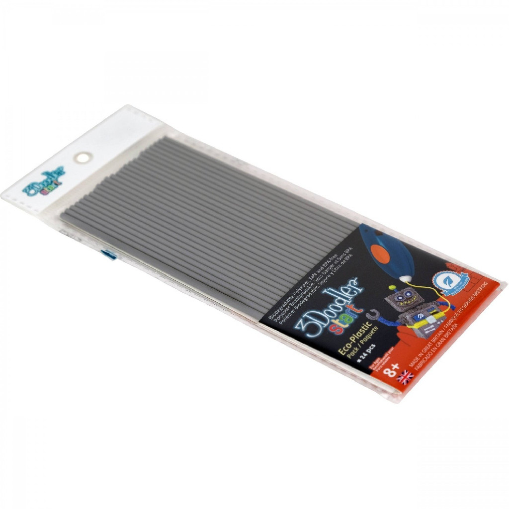 Набір стрижнів для 3D-ручки, сірий (24 шт.), 3DS-ECO08-GREY-24