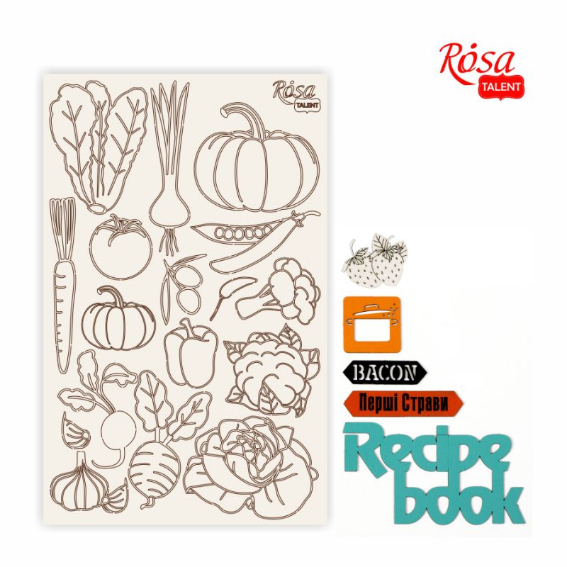 Чіпборд для скрапбукінгу 12,6*20 см "Recipe book" 3, білий картон, 94232069 ROSA TALENT