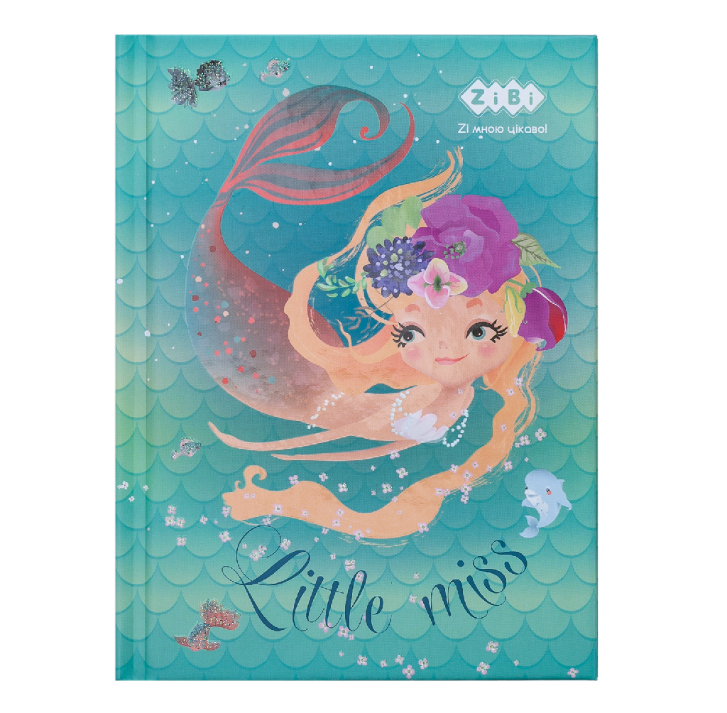 Блокнот А6 64 арк "Little miss", кл., тв. обкл., мат. лам.+лак, гліт., бірюзовий ZB.12714-06