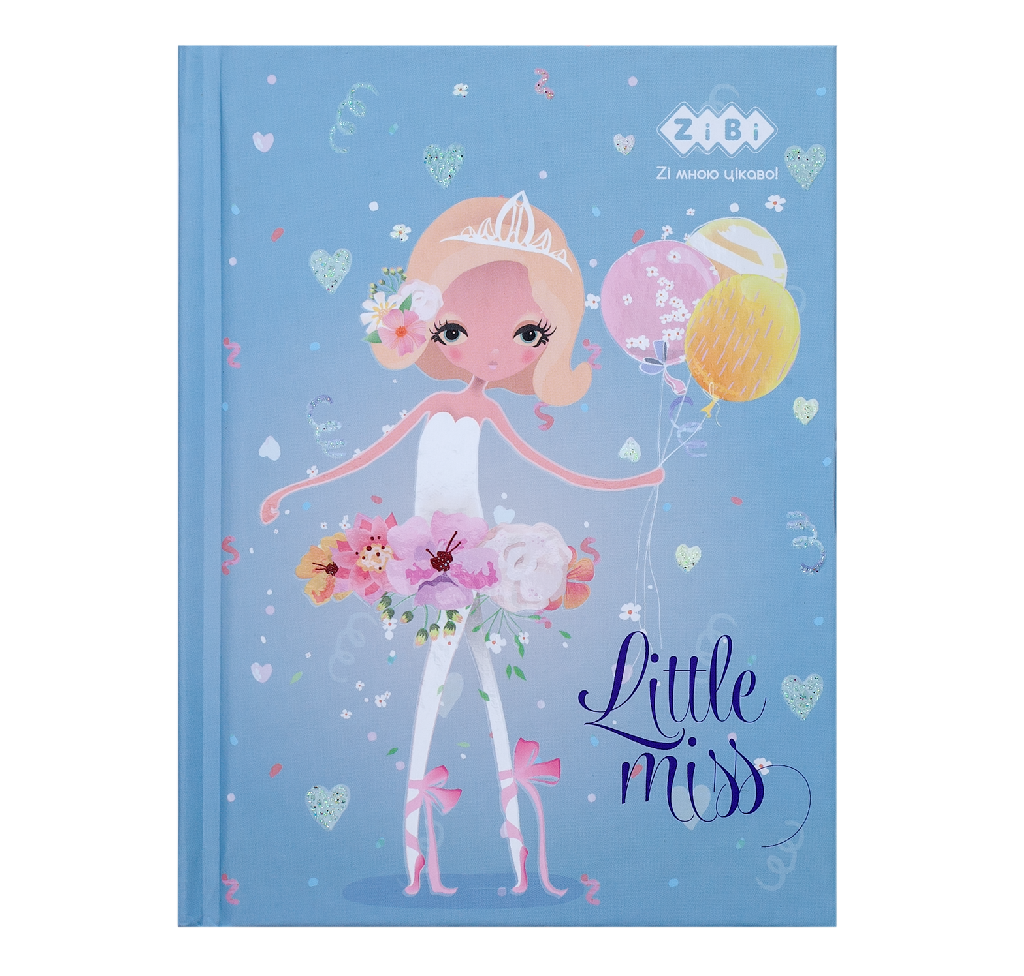 Блокнот А6 64 л "Little miss", кл., тв. обложка, мат. лам.+лак, глит., голубой  ZB.12714-14
