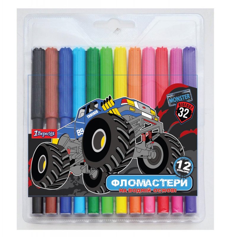 Фломастери 12 кол. "Monster Truck", 650447