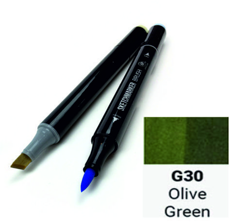 Маркер двосторонній SKETCHMARKER Brush Оливковий зелений, SMB-G30 3