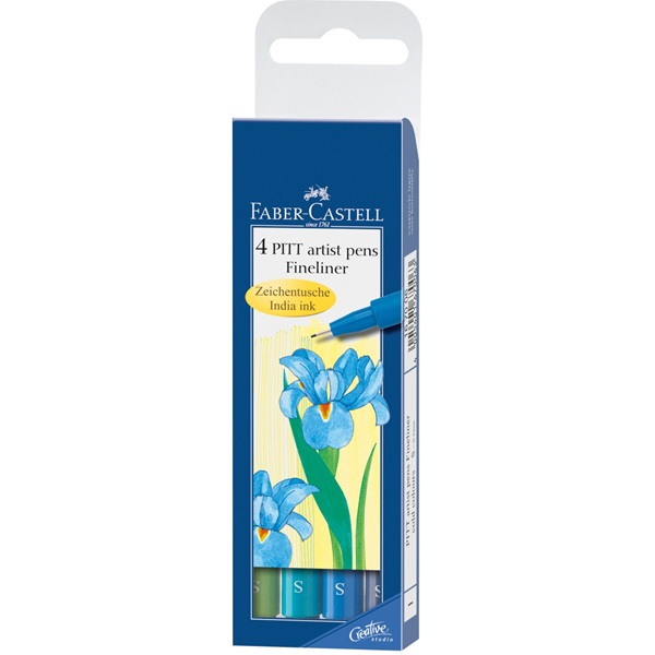 Набір ручок капілярних PITT Brush, 4 шт., холодні відтінки (в пласт. фут), 167006 Faber-Castell***