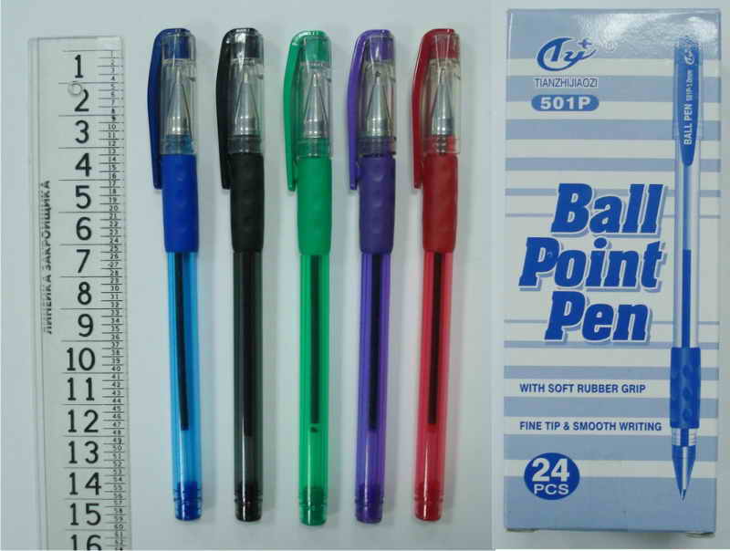 Ручка кулькова, з гумкою Ball pen 501P червона