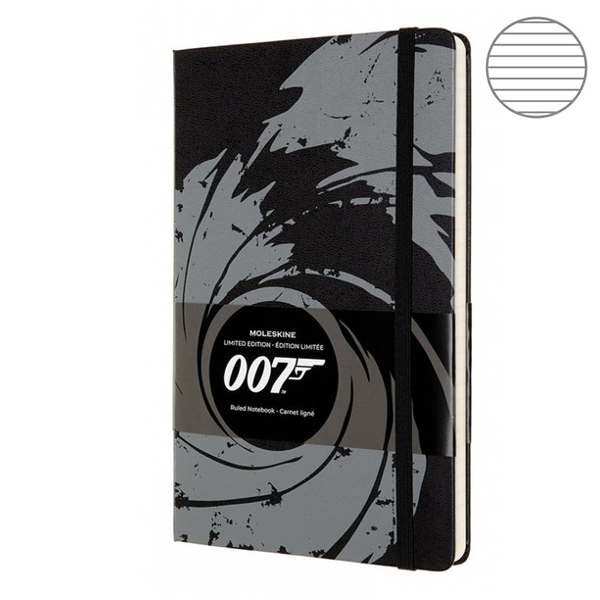 Записник Чорний середній лінійка, Moleskine James Bond, LEJB02QP060A