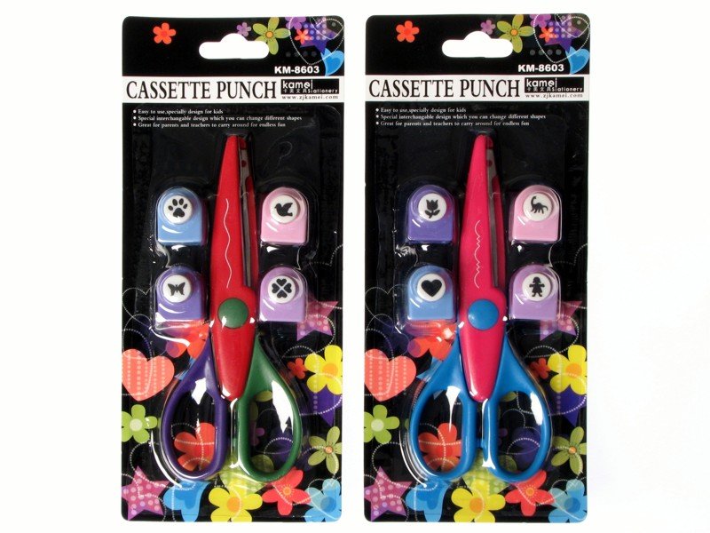 Набор-ножницы, дыроколы фигурные (4х) (1616), KM-8603